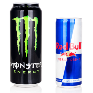 Energy drinks (Red Bull, Monsters)